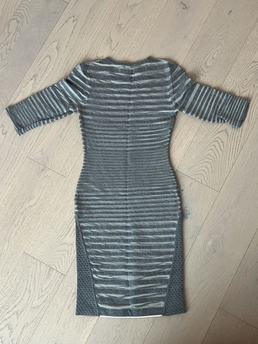 Alexander Wang Gray Striped Knit Midi Dress - Picture 4 of 5